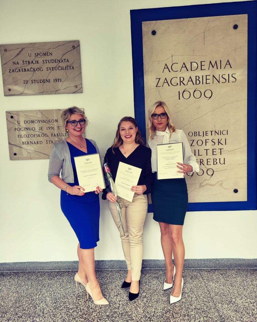 Dobitnice nagrada s lijeva na desno: doc. dr. sc. Ines Carović, Veronika Štefanko i doc. dr. sc. Gabrijela Kišiček